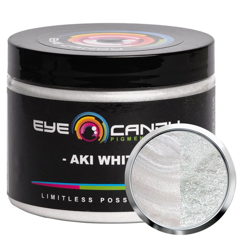 Eye Candy Pigments Premium White Mica Powder - AKI White (50gr) - for Epoxy, Resin, Soap, Paint, Woodworking, Acrylic Pouring, Bath Bombs, Fishing Lures - DIY Arts and Crafts Additive - Image 1